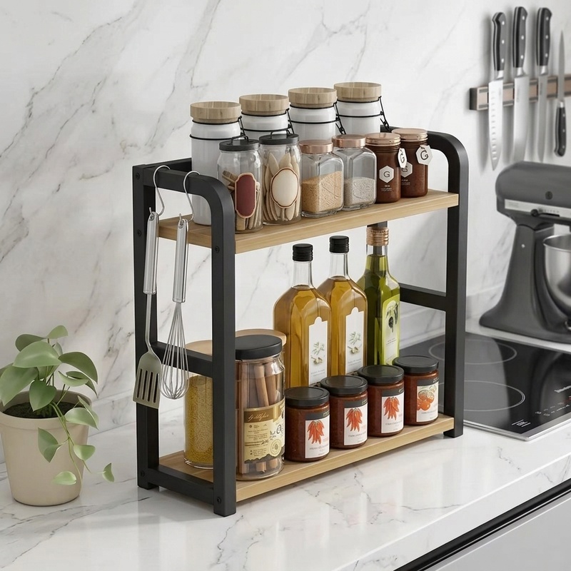 Commercial Kitchen Shelving - 2 Katlı Metal Tezgah Üstü Raf,