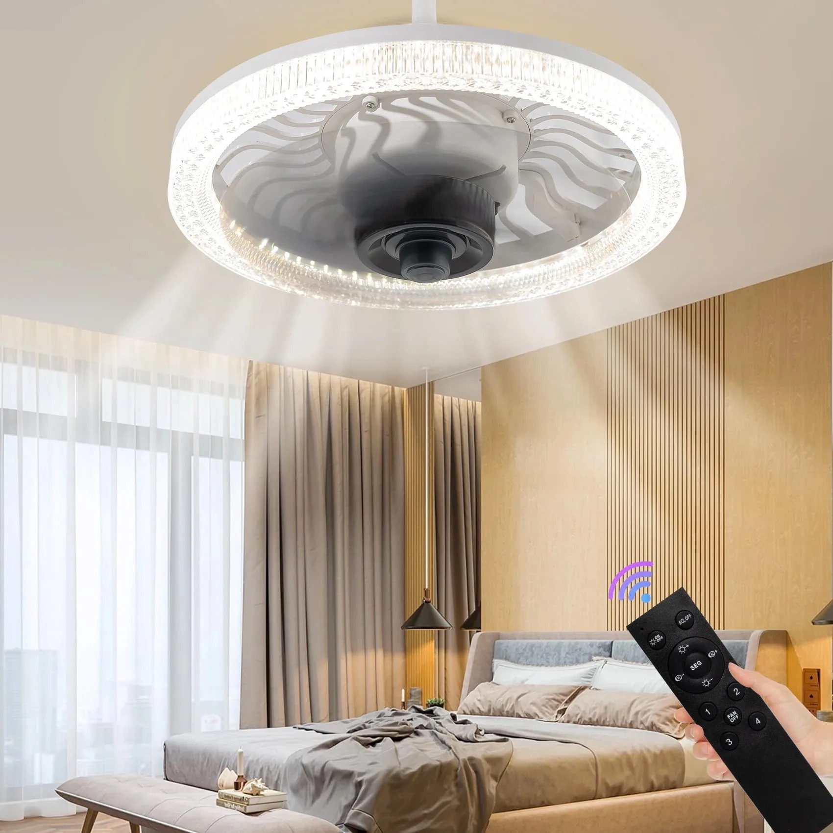Commercial Kitchen Lighting - Akıllı LED tavan vantilatörü ışığı uzaktan