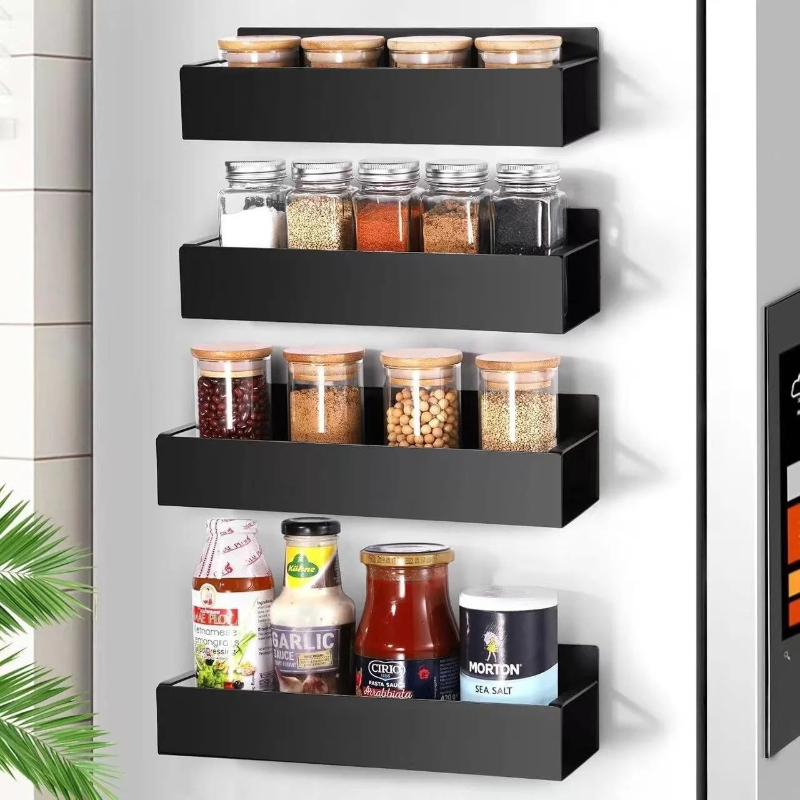 Commercial Kitchen Shelving - 2'li Paket Siyah Manyetik Baharatlık Rafı